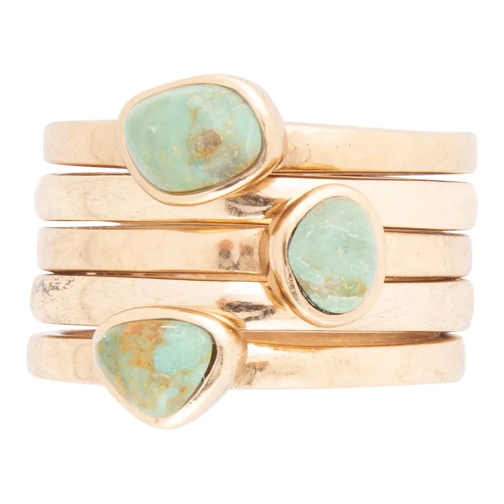 Blue Turquoise Golden Stacking Ring Set sold by Barse product image thumbnail 3