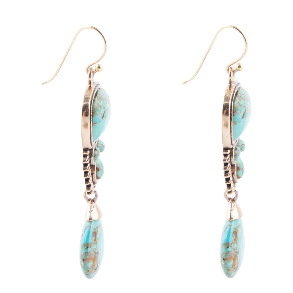 Imara Blue Turquoise and Golden Statement Earrings sold by Barse product image thumbnail 3