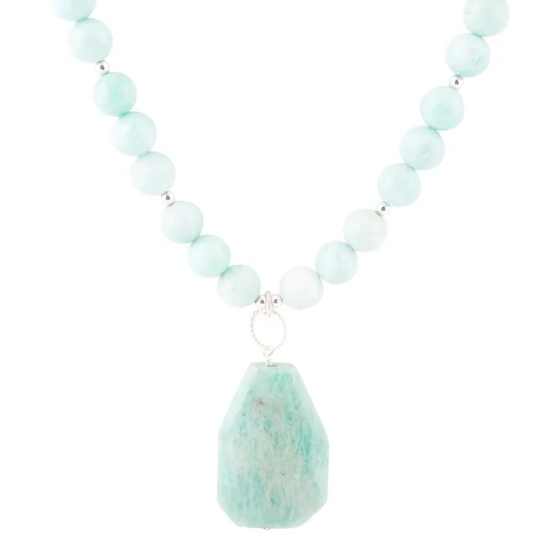 Blue Amazonite Sterling Silver Pendant Necklace sold by Barse