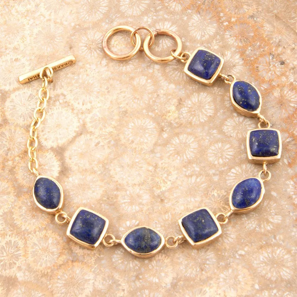 Blue Lapis Hammered Link Golden Bracelet sold by Barse product image thumbnail 3