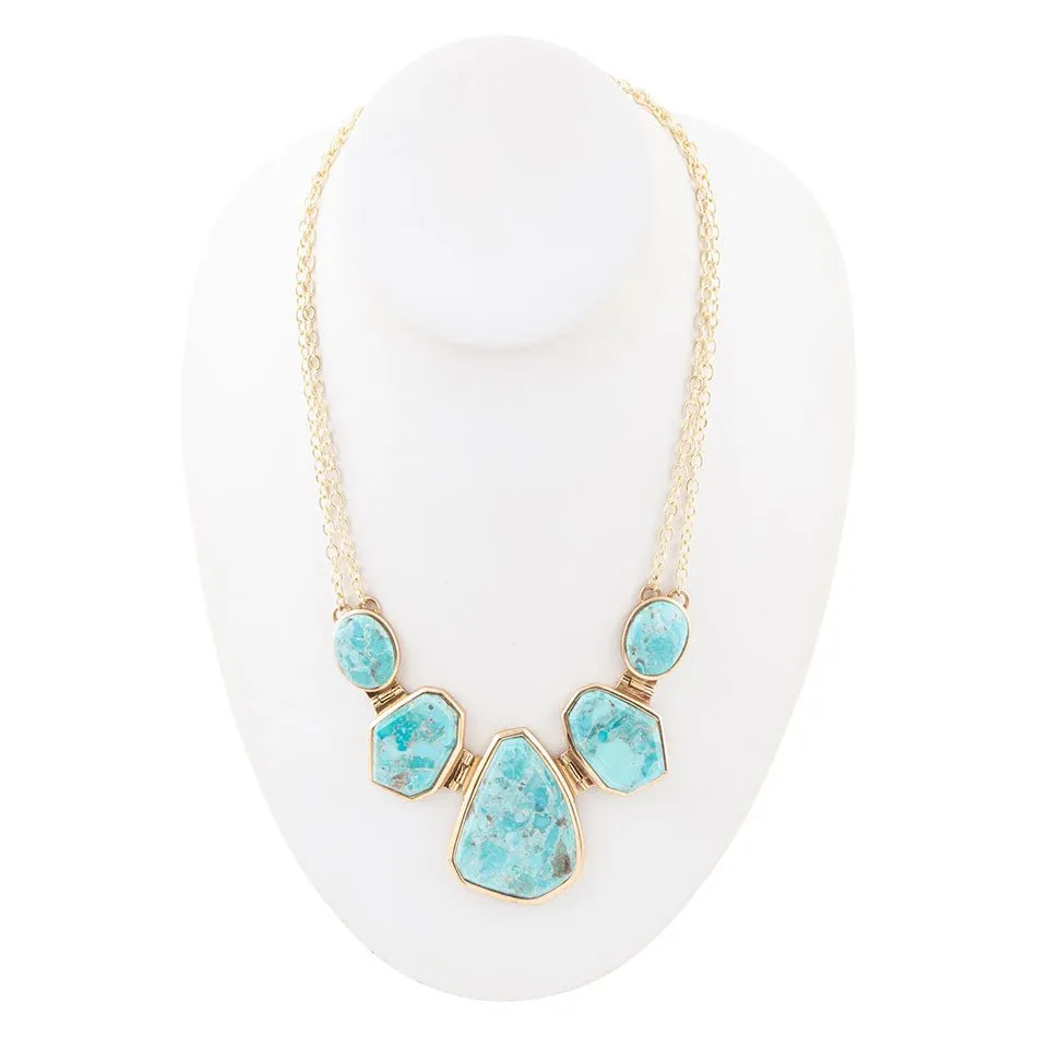 Slabs of Blue Turquoise Golden Statement Necklace sold by Barse product image thumbnail 5