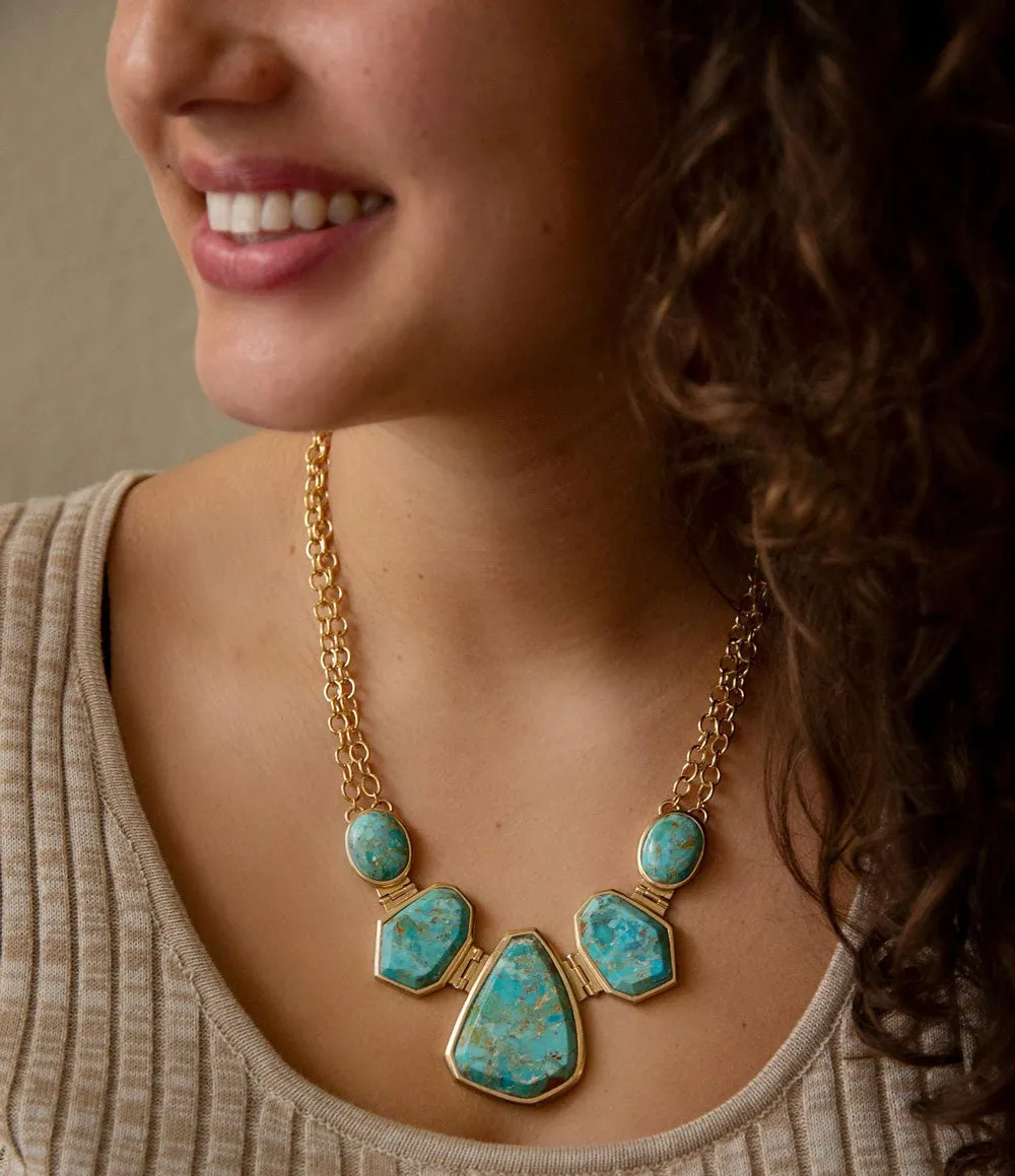 Slabs of Blue Turquoise Golden Statement Necklace sold by Barse product image thumbnail 2