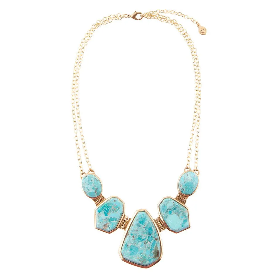 Slabs of Blue Turquoise Golden Statement Necklace sold by Barse product image thumbnail 3