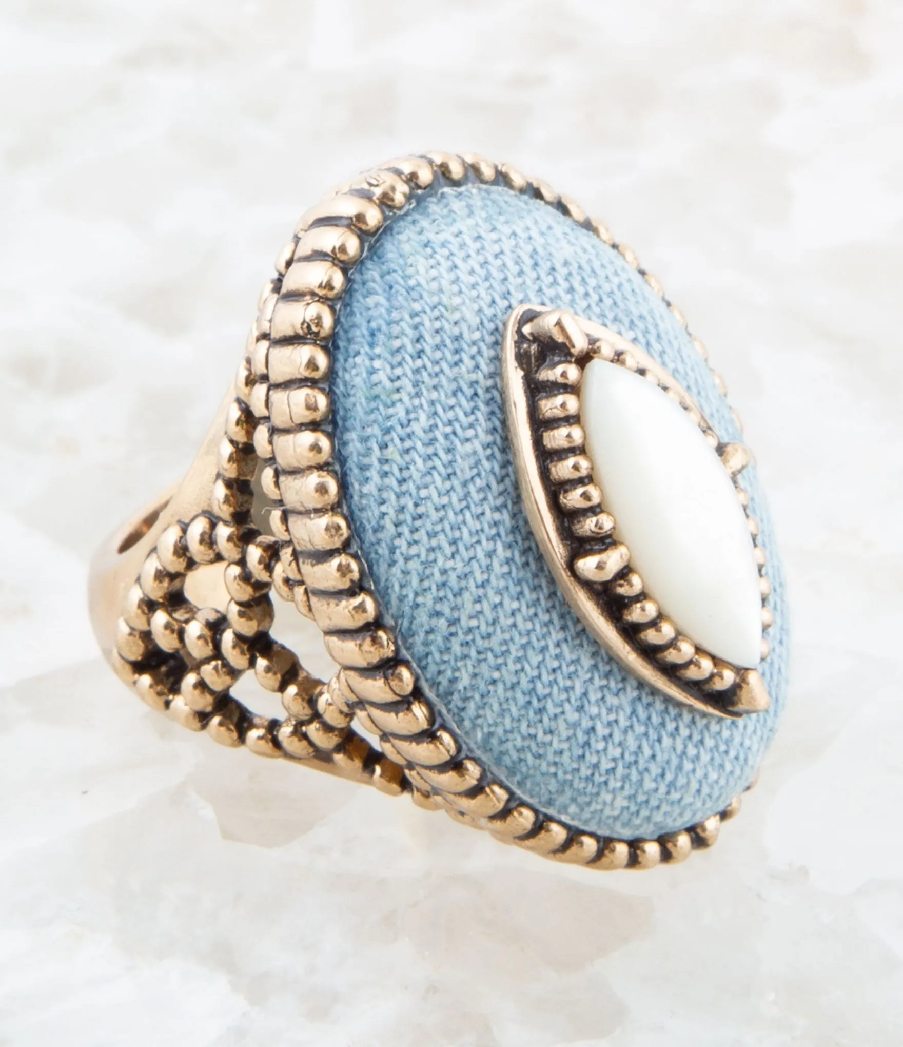 Denim Dreams White Mother of Pearl Golden Statement Ring sold by Barse product image thumbnail 3