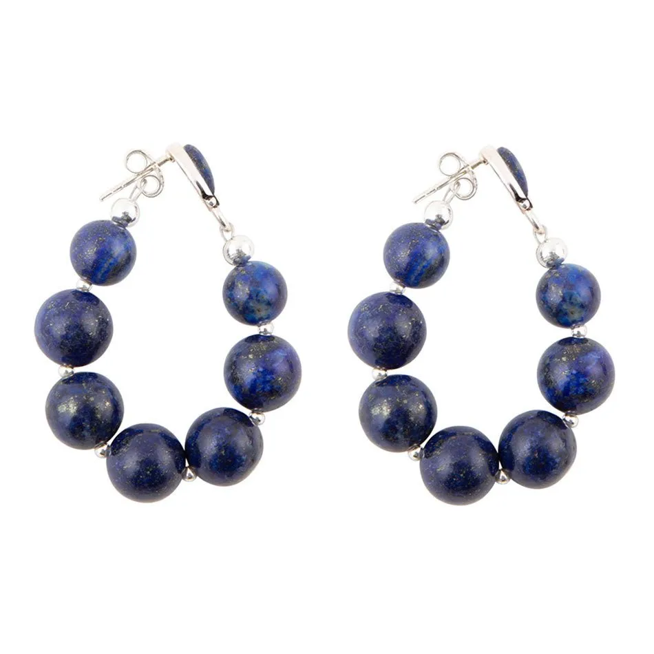 Carly Blue Lapis Complete Loop Sterling Silver Post Earrings sold by Barse product image thumbnail 3
