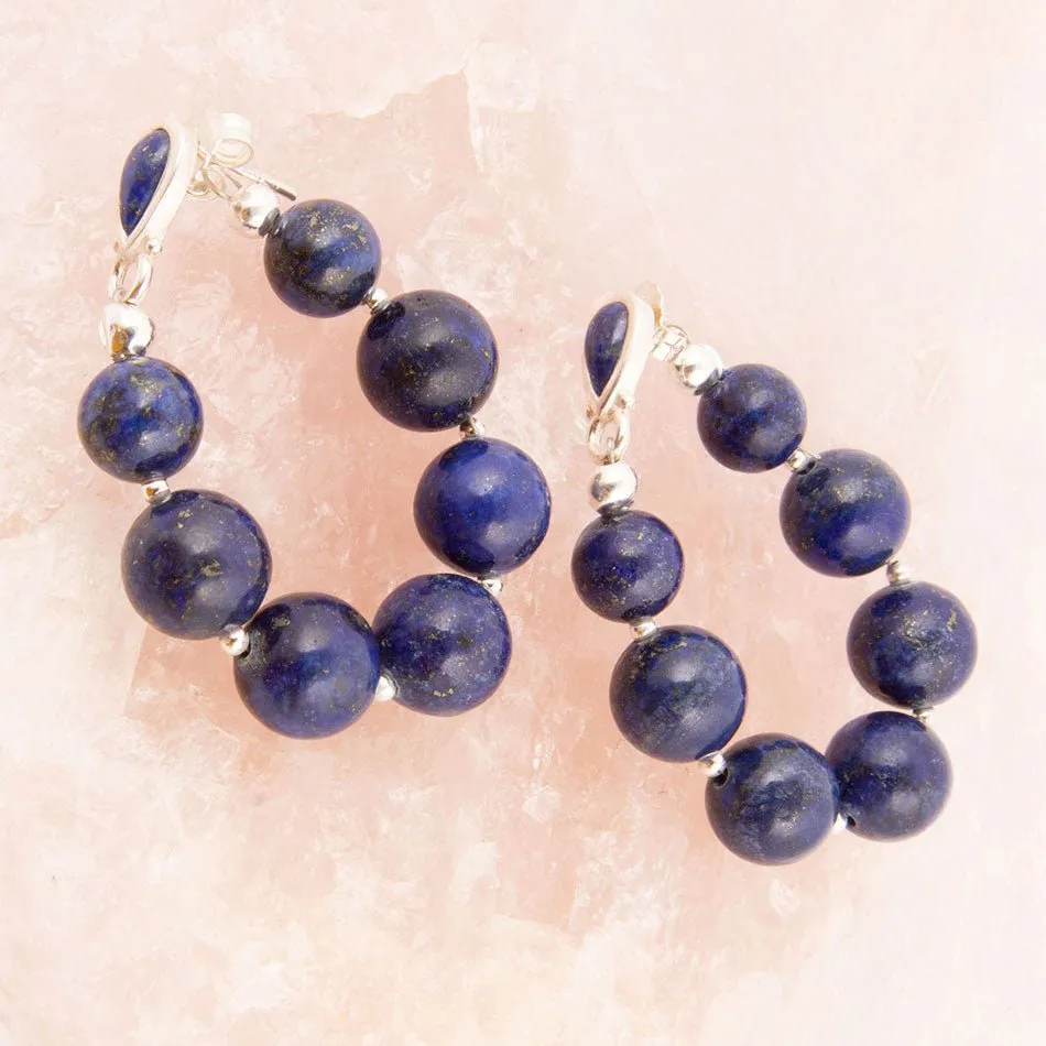 Carly Blue Lapis Complete Loop Sterling Silver Post Earrings sold by Barse product image thumbnail 4