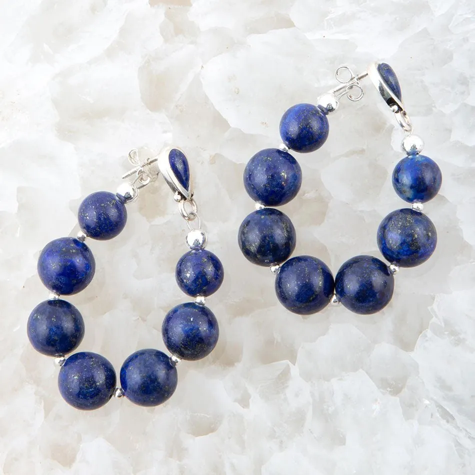 Carly Blue Lapis Complete Loop Sterling Silver Post Earrings sold by Barse product image thumbnail 5