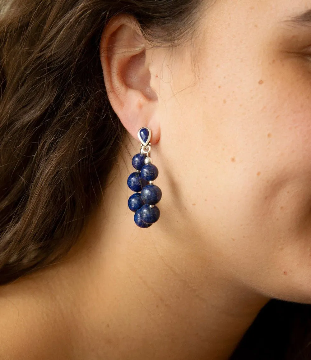 Carly Blue Lapis Complete Loop Sterling Silver Post Earrings sold by Barse product image thumbnail 2