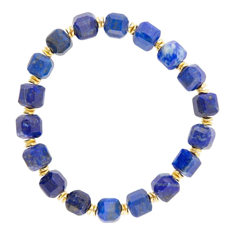 Azul Blue Cubed Lapis Golden Stretch Bracelet sold by Barse product image thumbnail 3