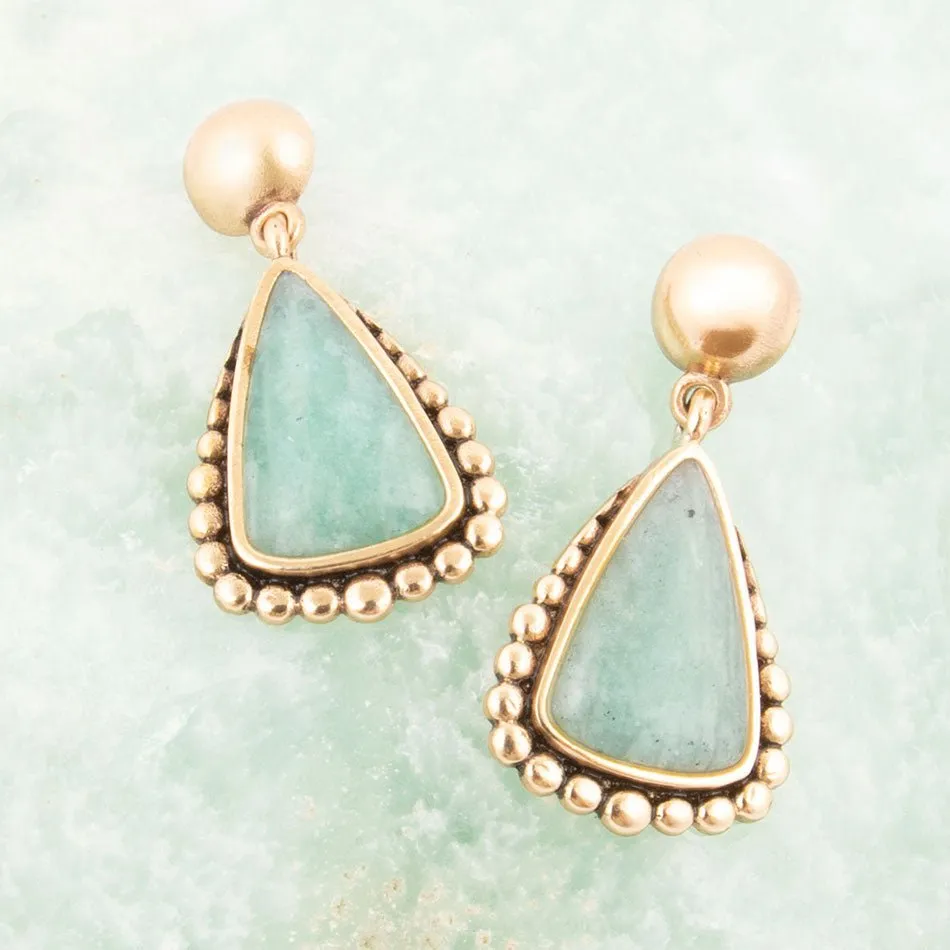 Begondor Blue Amazonite Golden Post Drop Earrings sold by Barse product image thumbnail 3