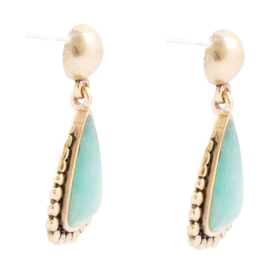 Begondor Blue Amazonite Golden Post Drop Earrings sold by Barse product image thumbnail 4