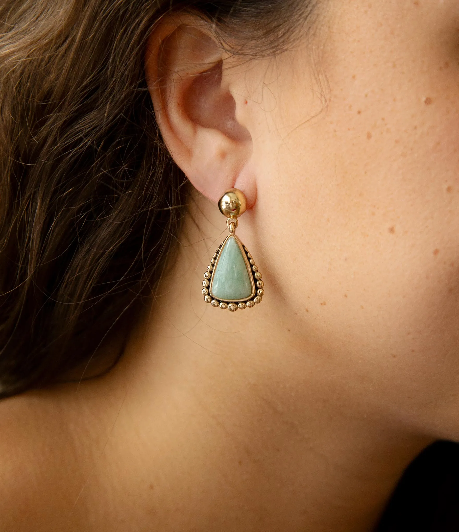 Begondor Blue Amazonite Golden Post Drop Earrings sold by Barse product image thumbnail 2