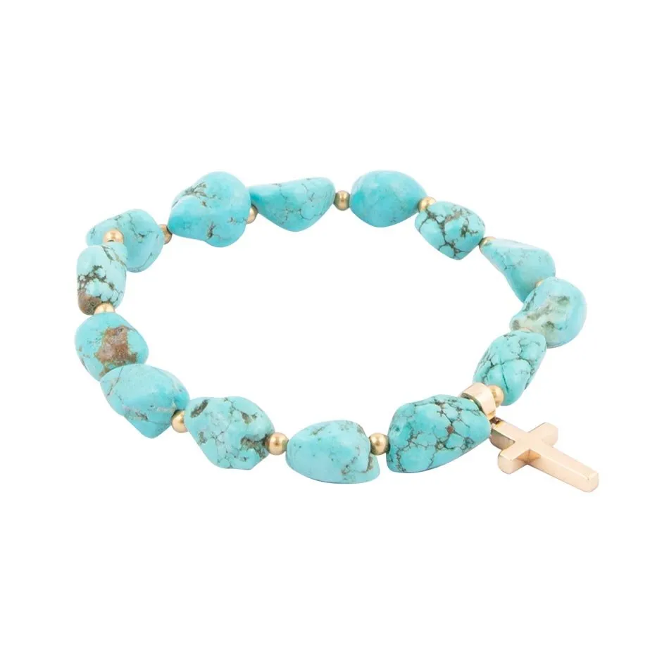 Blue Magnesite on the Cross Golden Charm Bracelet sold by Barse