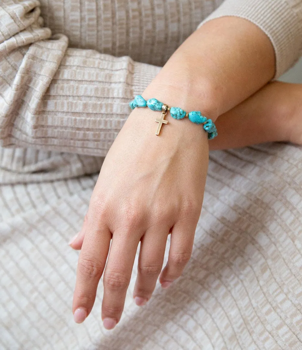 Blue Magnesite on the Cross Golden Charm Bracelet sold by Barse product image thumbnail 2