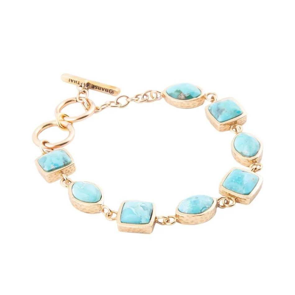 Genuine Blue Turquoise Hammered Golden Link Bracelet sold by Barse product image thumbnail 3