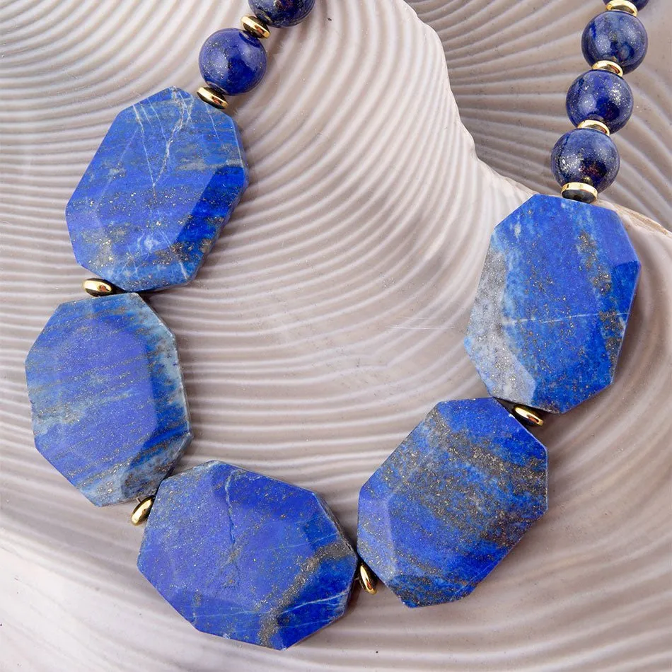 Azul Blue Lapis Golden Statement Necklace sold by Barse product image thumbnail 3