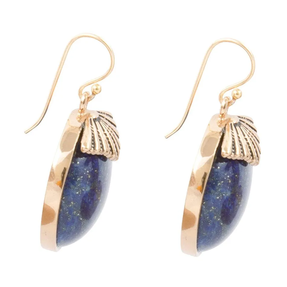 Blue Lapis Circle Golden Drop Earings sold by Barse product image thumbnail 4