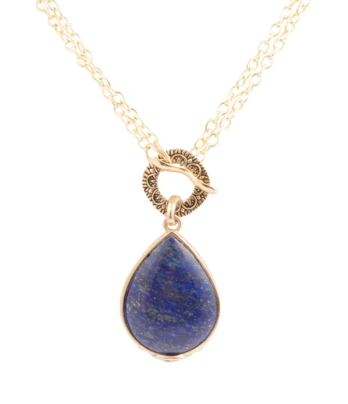 Abby Blue Lapis Golden Pendant Necklace sold by Barse
