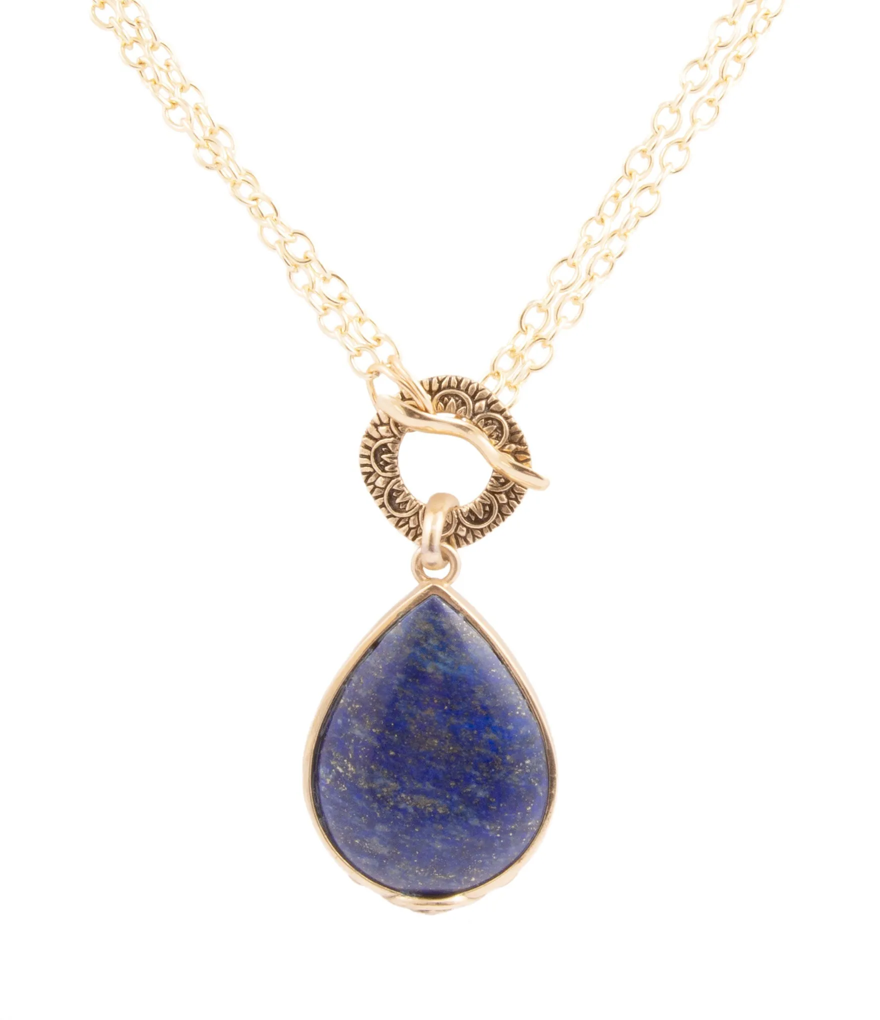 Abby Blue Lapis Golden Pendant Necklace sold by Barse