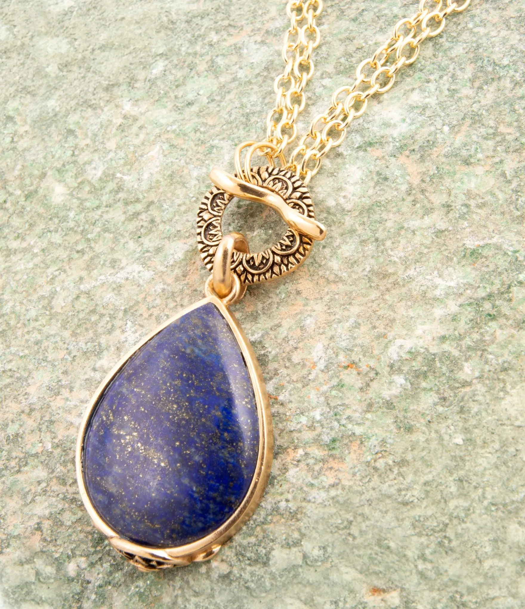 Abby Blue Lapis Golden Pendant Necklace sold by Barse product image thumbnail 3