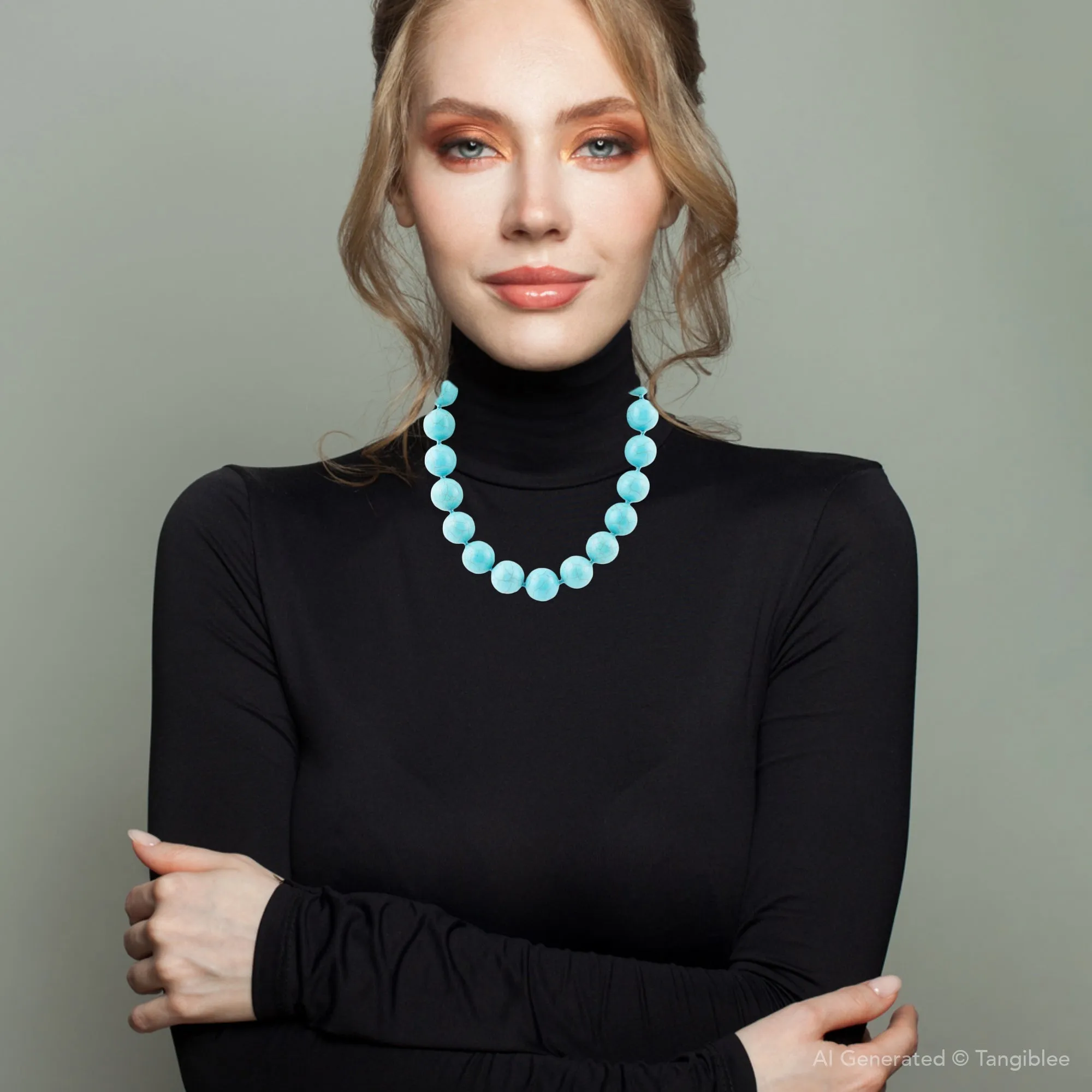 Chunky Blue Turquoise Magnesite Beaded Necklace sold by Barse product image thumbnail 4