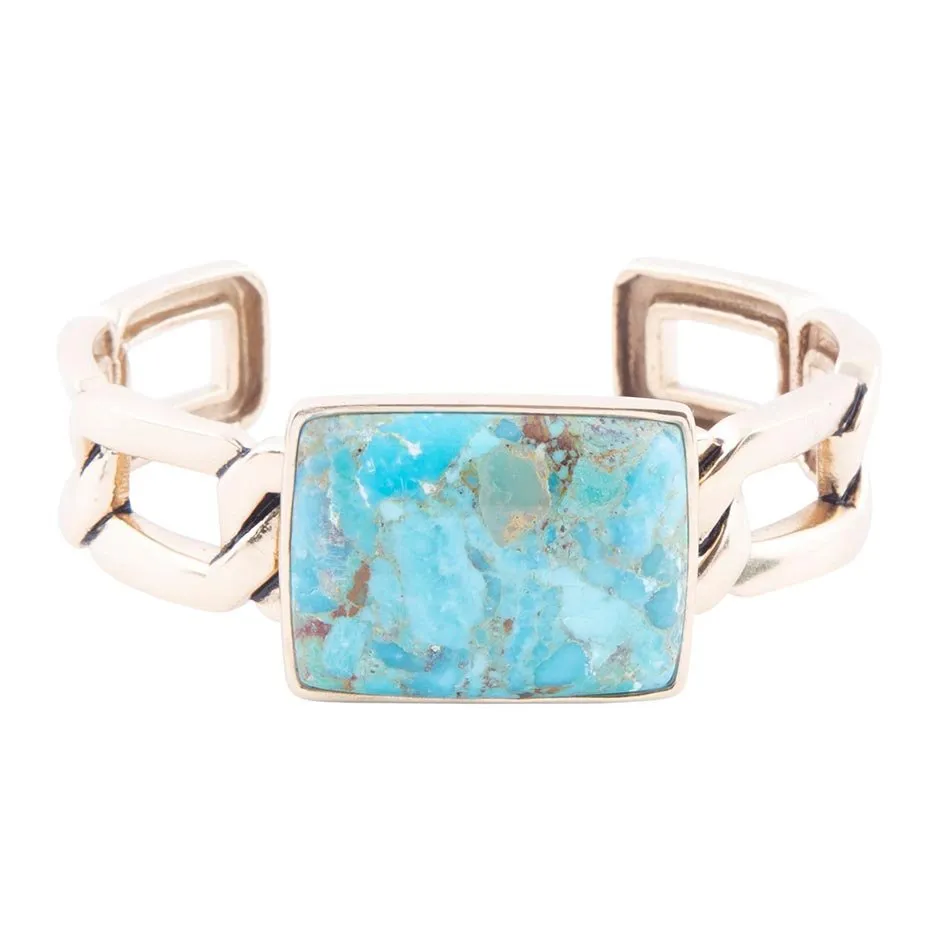Athena Blue Turquoise Golden Cuff Bracelet sold by Barse product image thumbnail 4