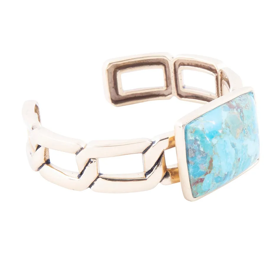 Athena Blue Turquoise Golden Cuff Bracelet sold by Barse