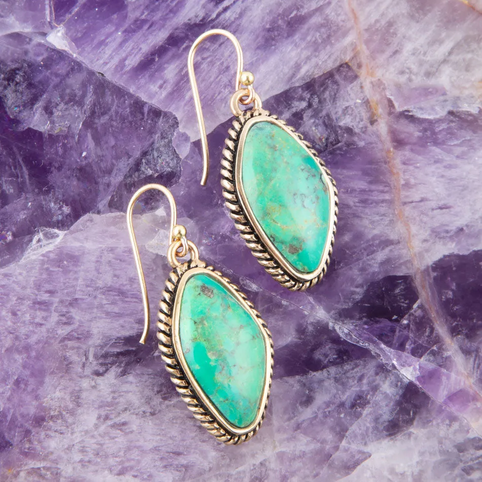 Lime Green Turquoise Golden Drop Earrings sold by Barse product image thumbnail 2