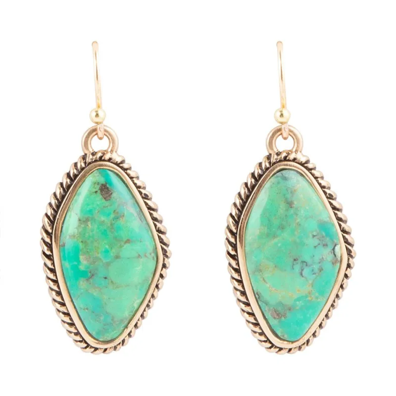 Lime Green Turquoise Golden Drop Earrings sold by Barse