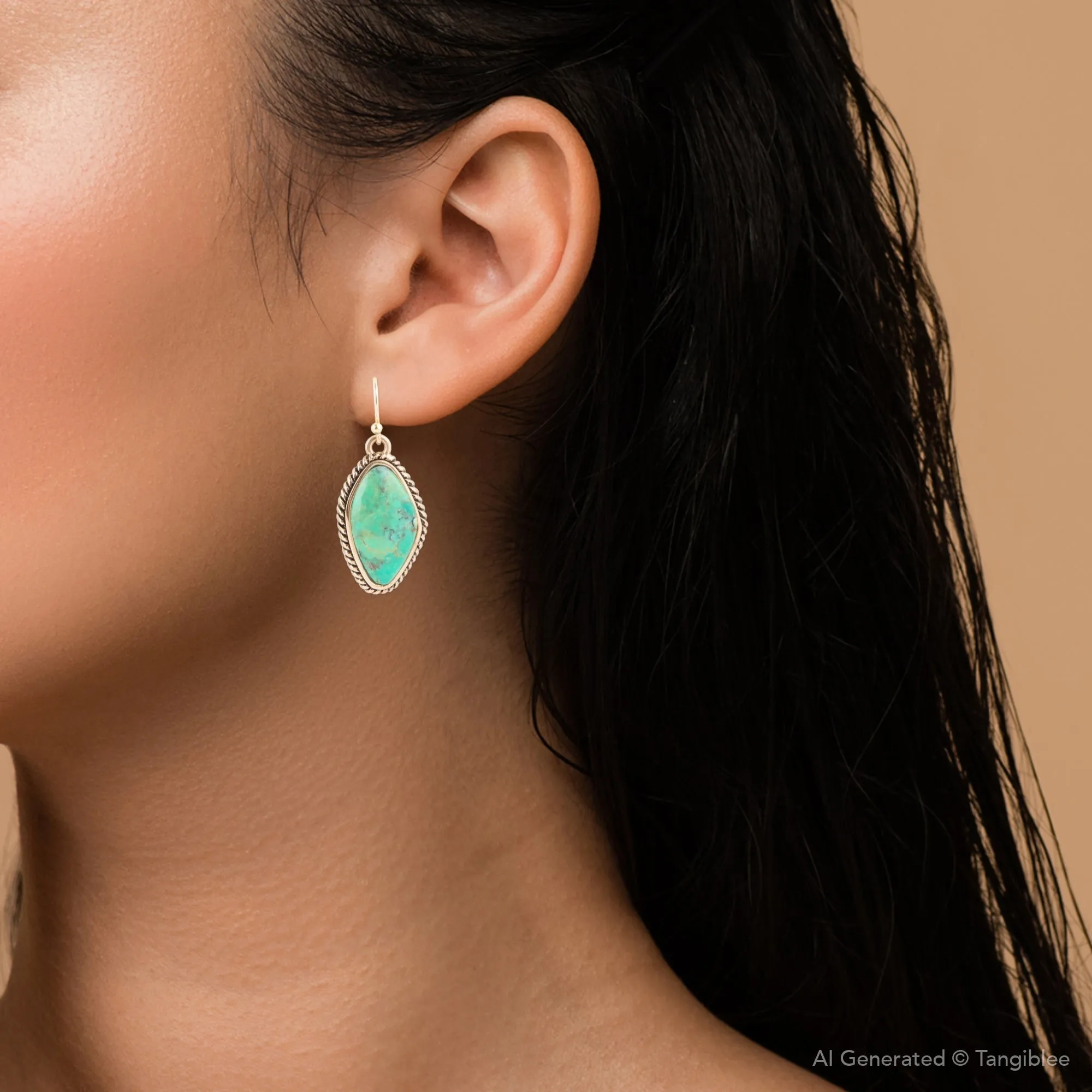 Lime Green Turquoise Golden Drop Earrings sold by Barse product image thumbnail 5