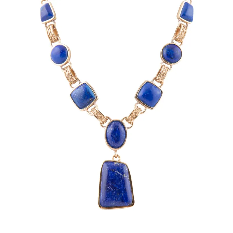 Royal Blue Lapis Golden Pendant Necklace sold by Barse