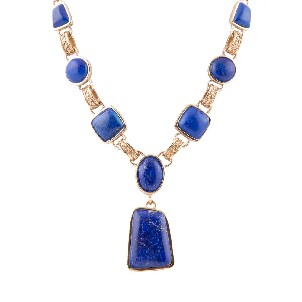 Royal Blue Lapis Golden Pendant Necklace sold by Barse