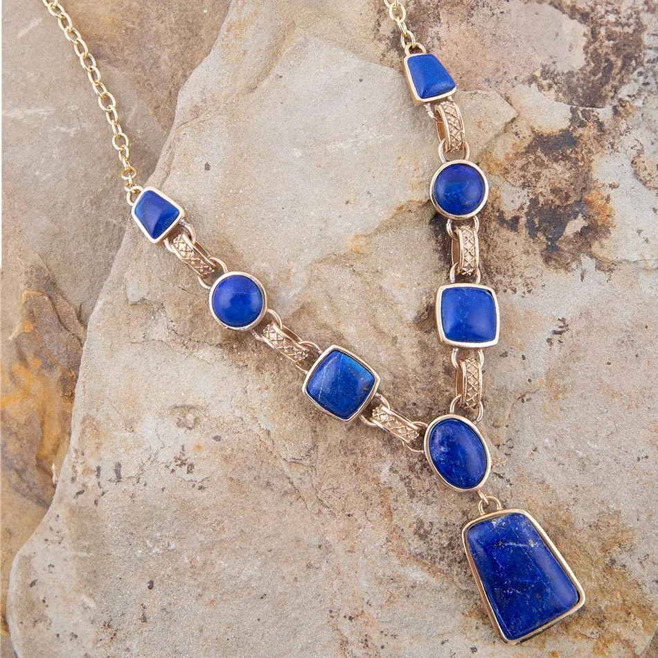 Royal Blue Lapis Golden Pendant Necklace sold by Barse product image thumbnail 2