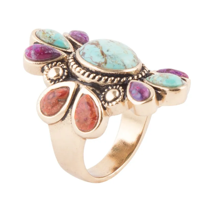 Native Color Turquoise Multi Stone Ring sold by Barse