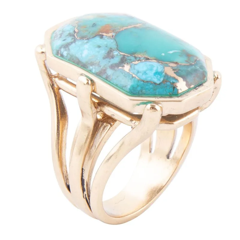 Dolce Blue Teal Turquoise Matrix and Golden Ring made by Barse