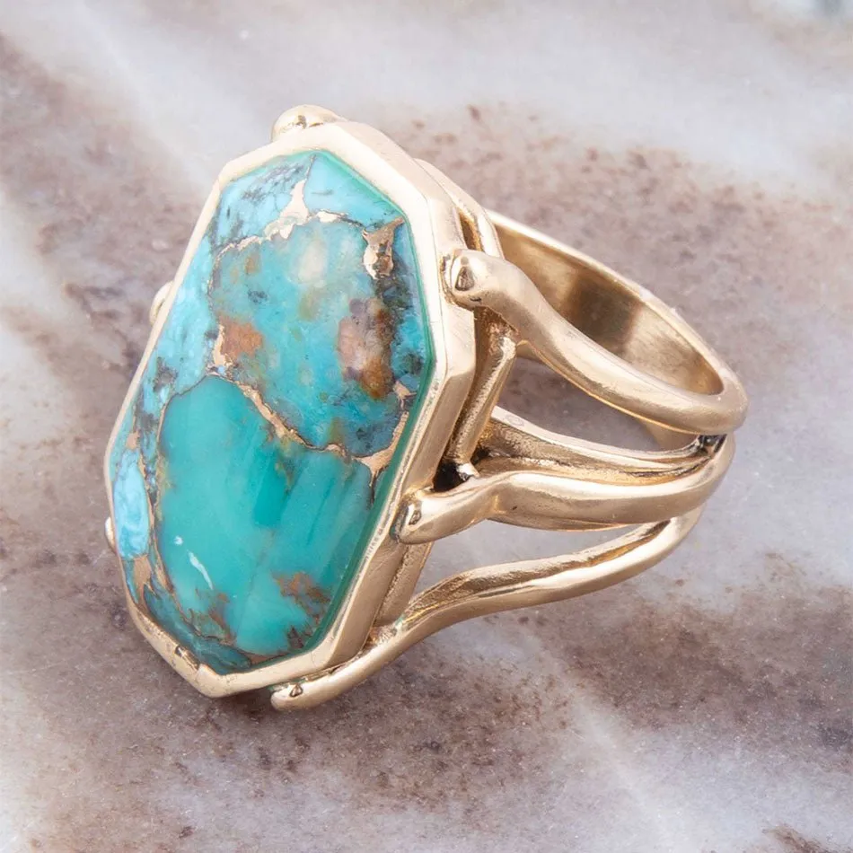 Dolce Blue Teal Turquoise Matrix and Golden Ring sold by Barse product image thumbnail 3