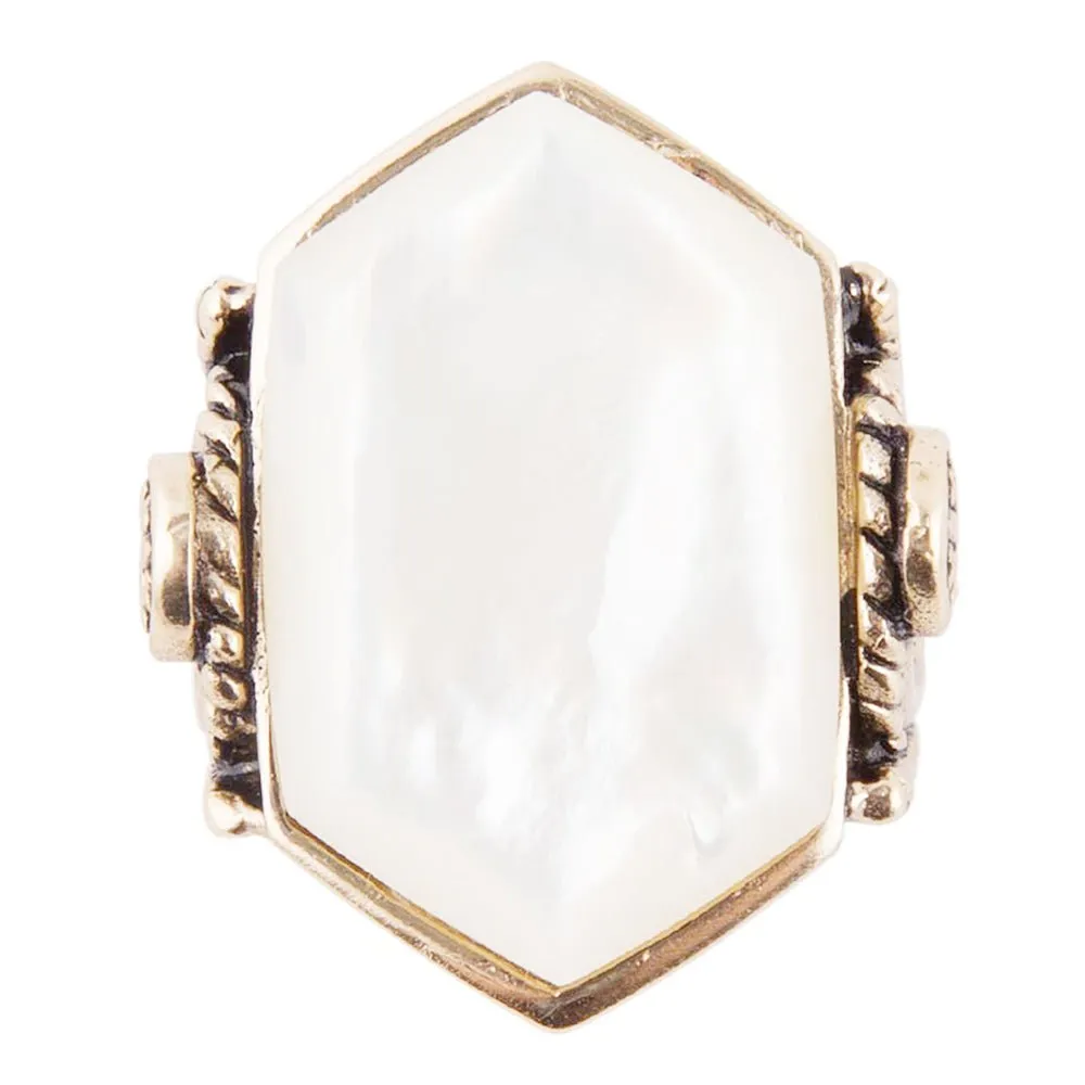 Golden Bronze White Mother of Pearl Ring sold by Barse product image thumbnail 3