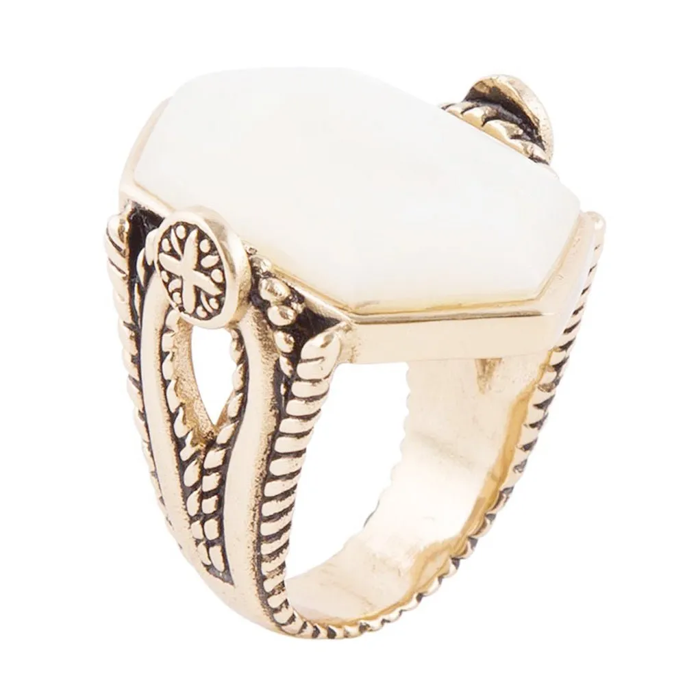 Golden Bronze White Mother of Pearl Ring sold by Barse