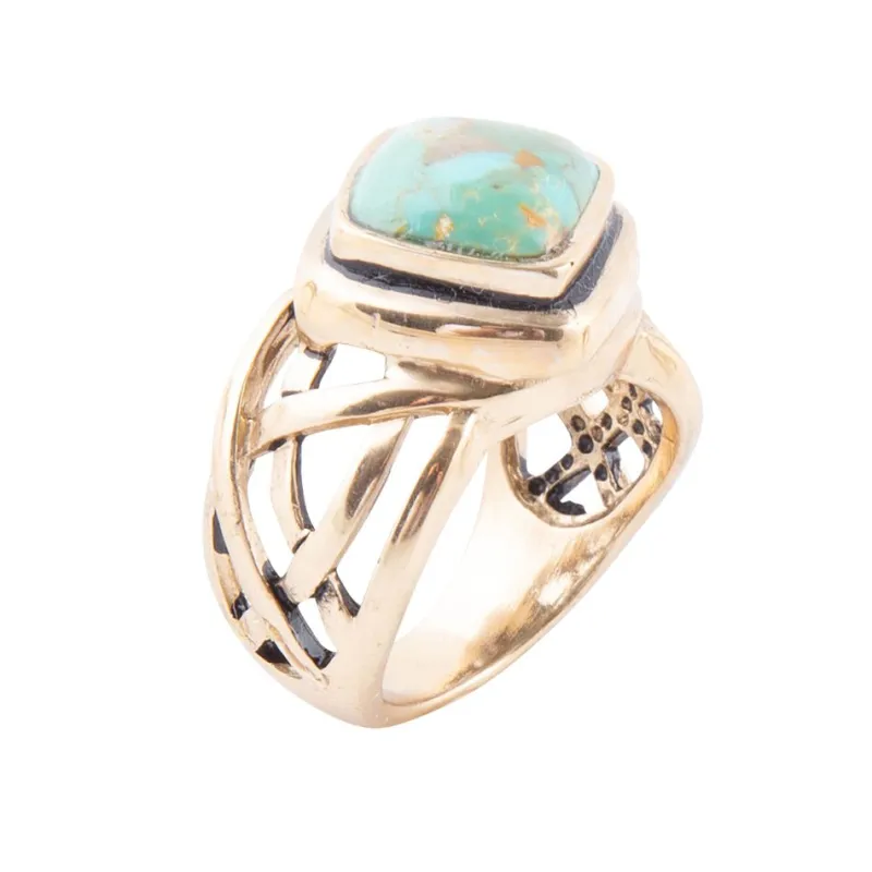 Blue Turquoise and Golden Bronze Cut Out Ring sold by Barse