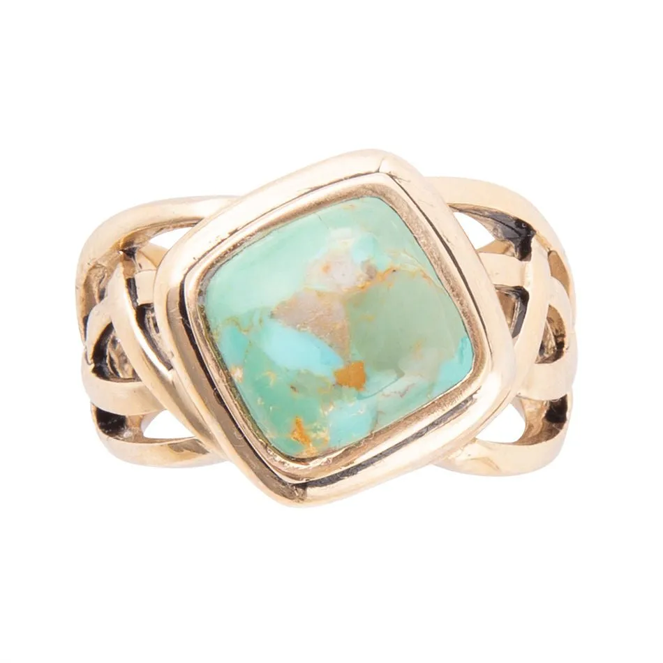 Blue Turquoise and Golden Bronze Cut Out Ring sold by Barse product image thumbnail 3