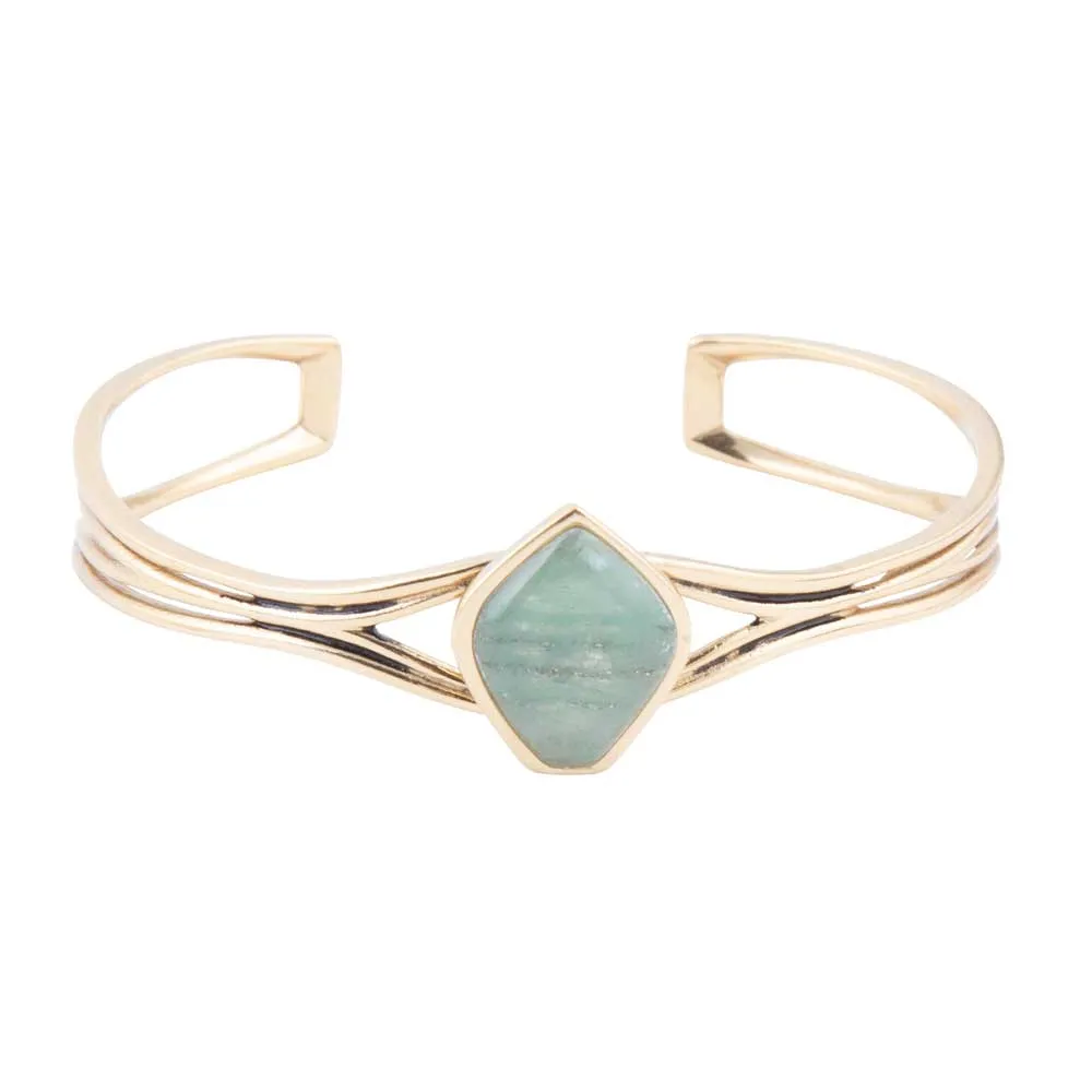 Hush Green Aventurine and Golden Cuff Bracelet sold by Barse product image thumbnail 3