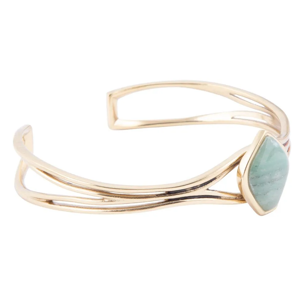 Hush Green Aventurine and Golden Cuff Bracelet sold by Barse