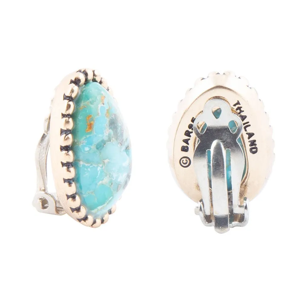 Clip On Blue Turquoise Golden Earrings sold by Barse product image thumbnail 4