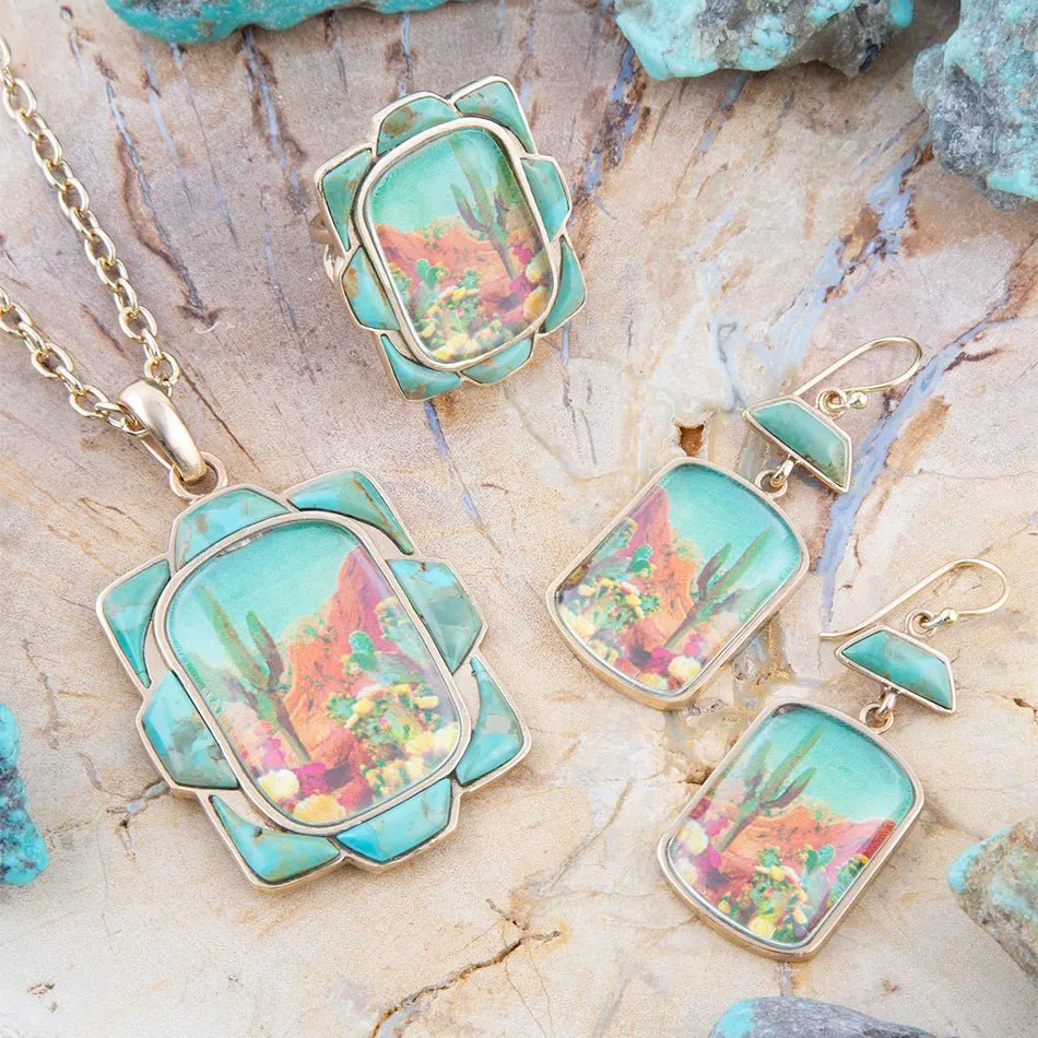 Scenic Sedona Desert Blue Turquoise Golden Pendant Necklace sold by Barse product image thumbnail 2