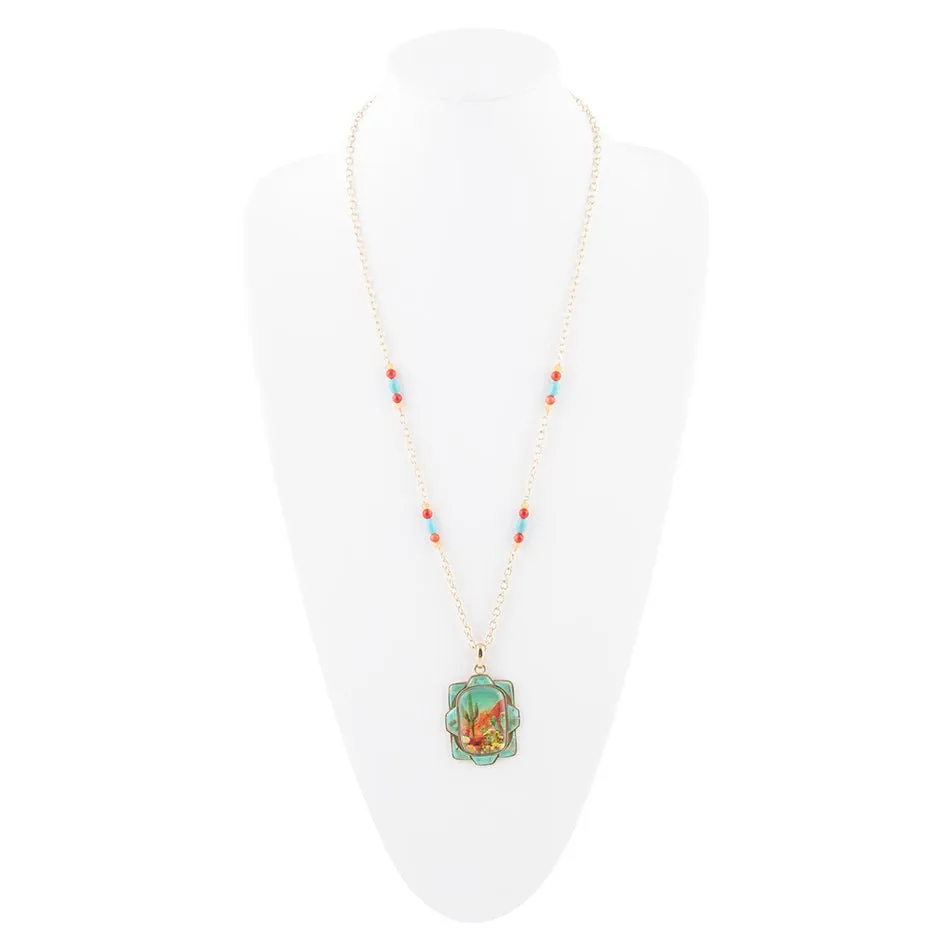 Scenic Sedona Desert Blue Turquoise Golden Pendant Necklace sold by Barse product image thumbnail 4