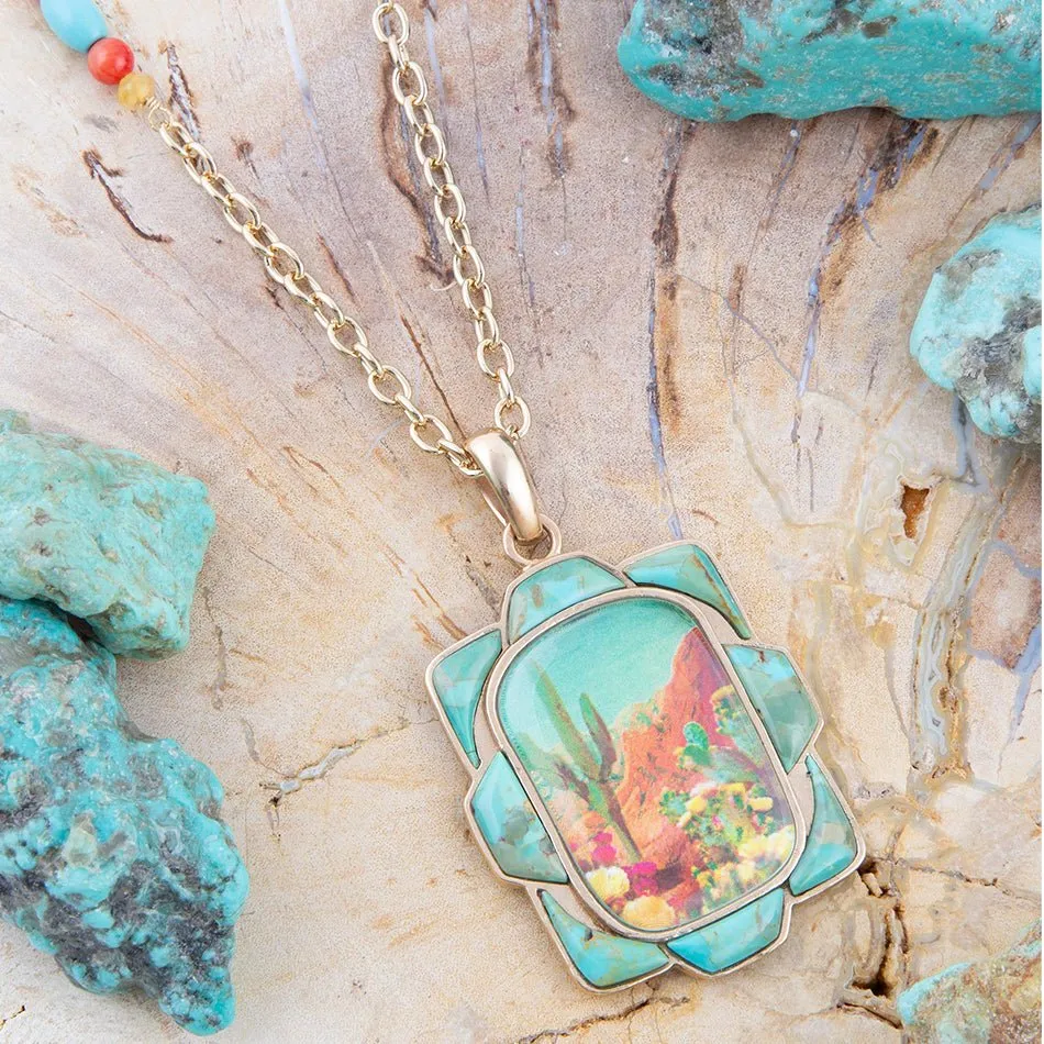 Scenic Sedona Desert Blue Turquoise Golden Pendant Necklace sold by Barse product image thumbnail 5