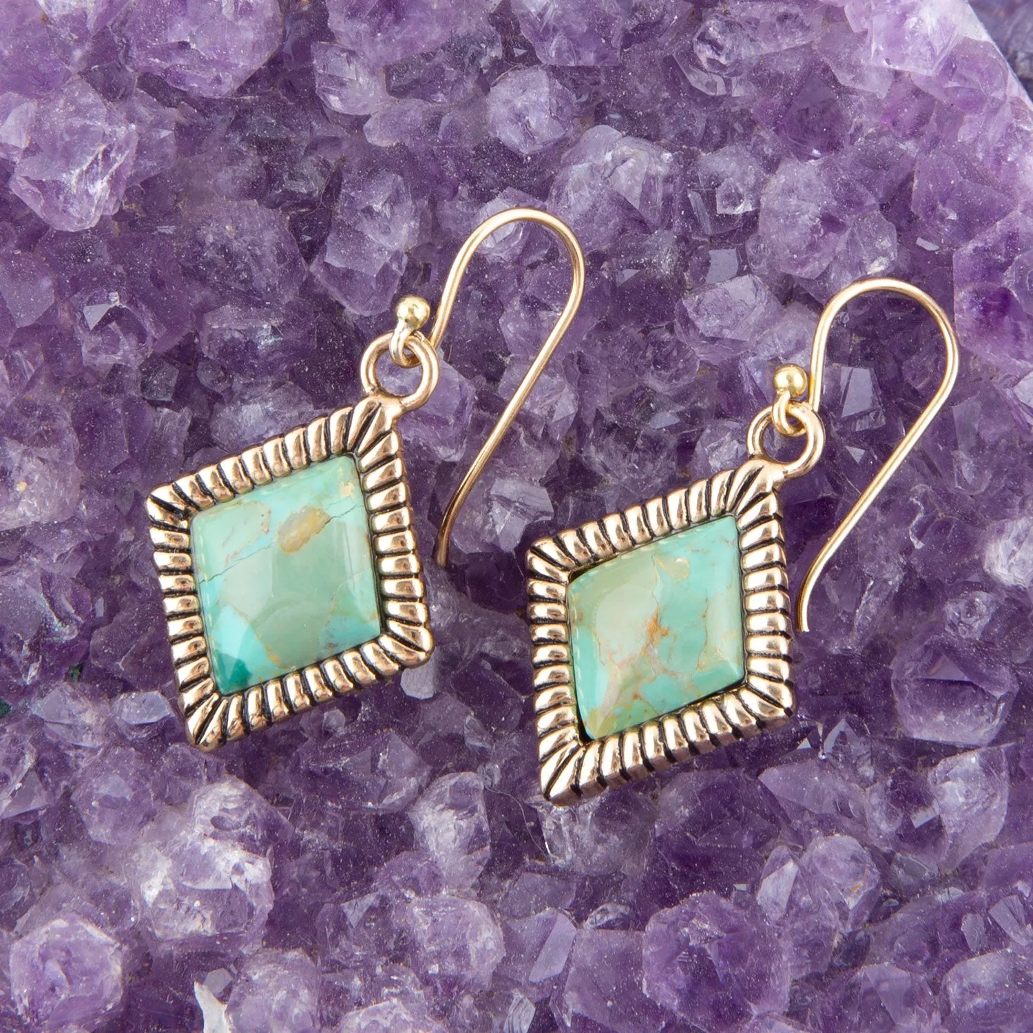 Diamond Days Blue Turquoise and Golden Earrings sold by Barse product image thumbnail 2