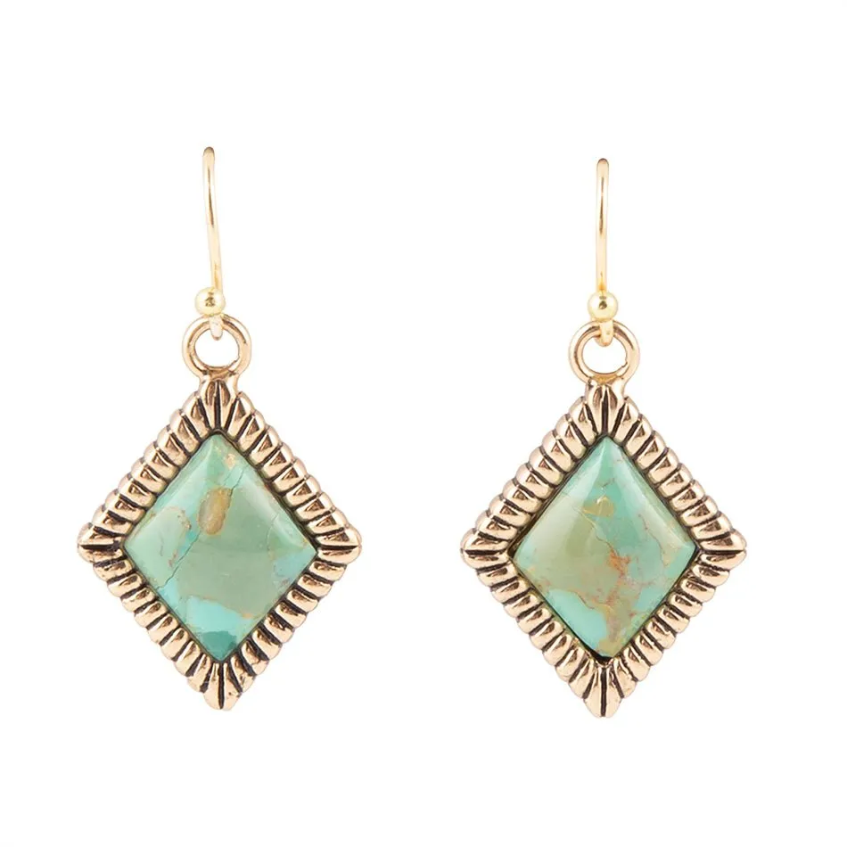 Diamond Days Blue Turquoise and Golden Earrings sold by Barse