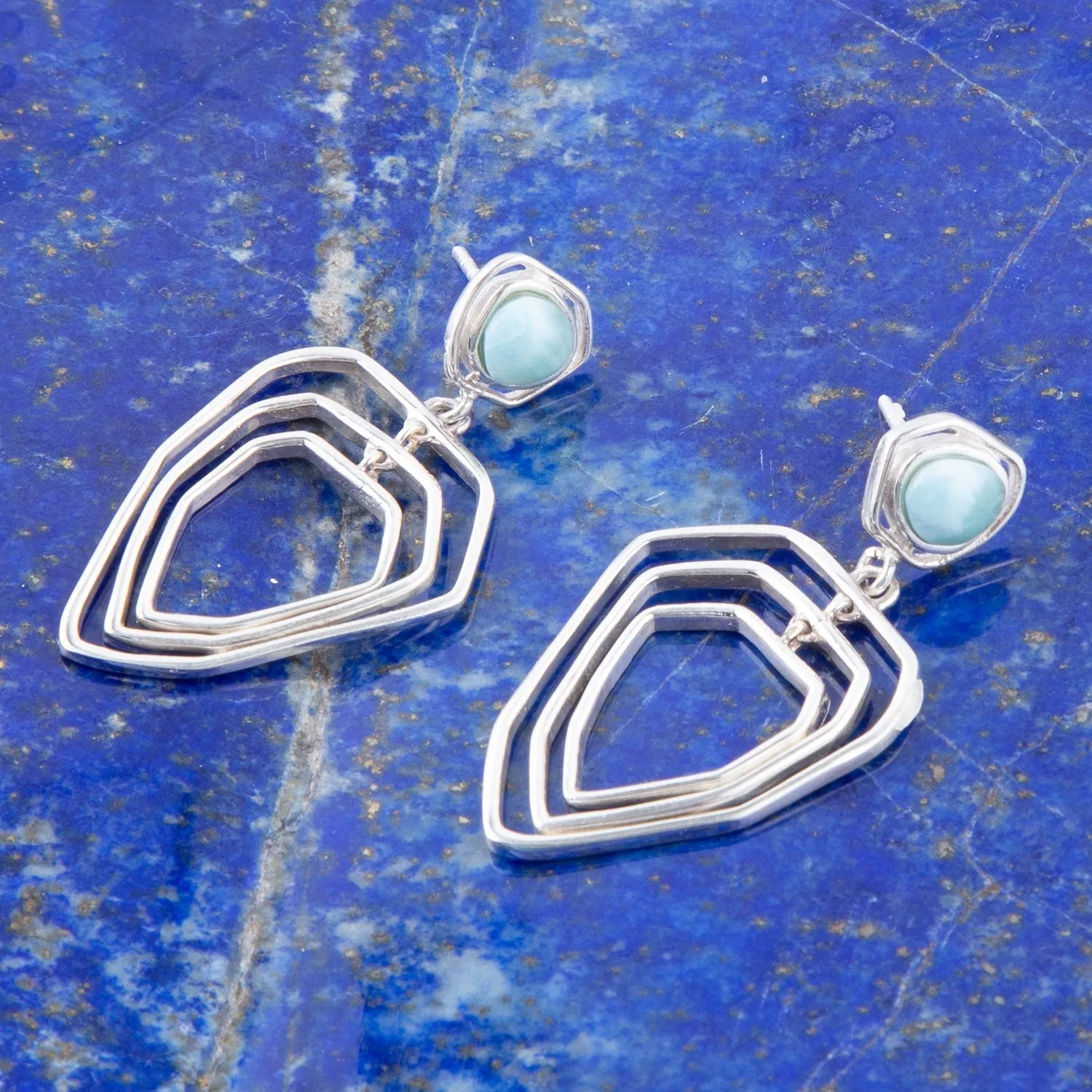 Organic Drop Blue Larimar and Sterling Silver Earrings sold by Barse product image thumbnail 2