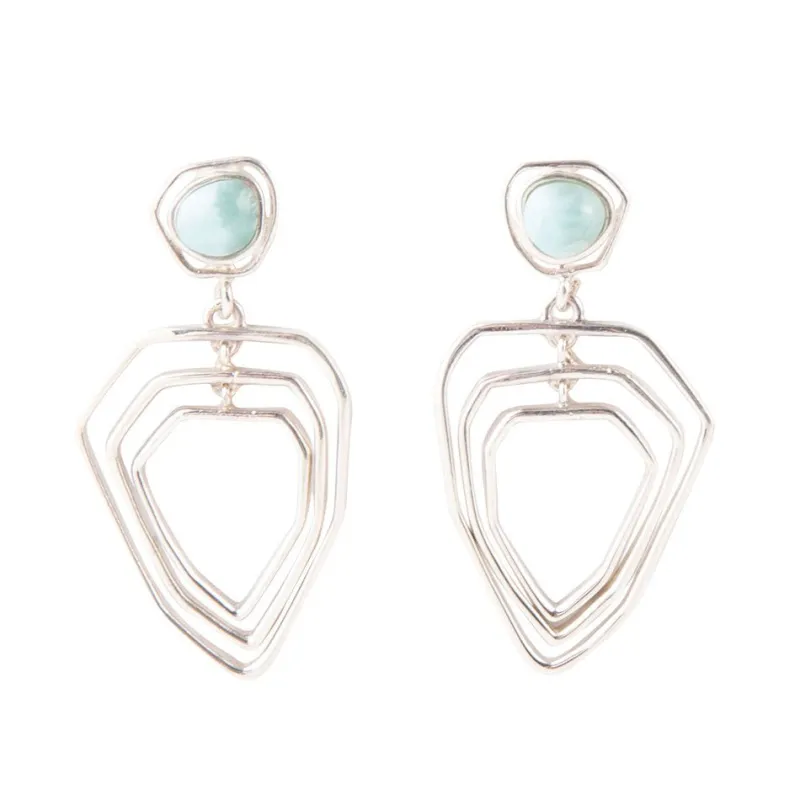 Organic Drop Blue Larimar and Sterling Silver Earrings sold by Barse